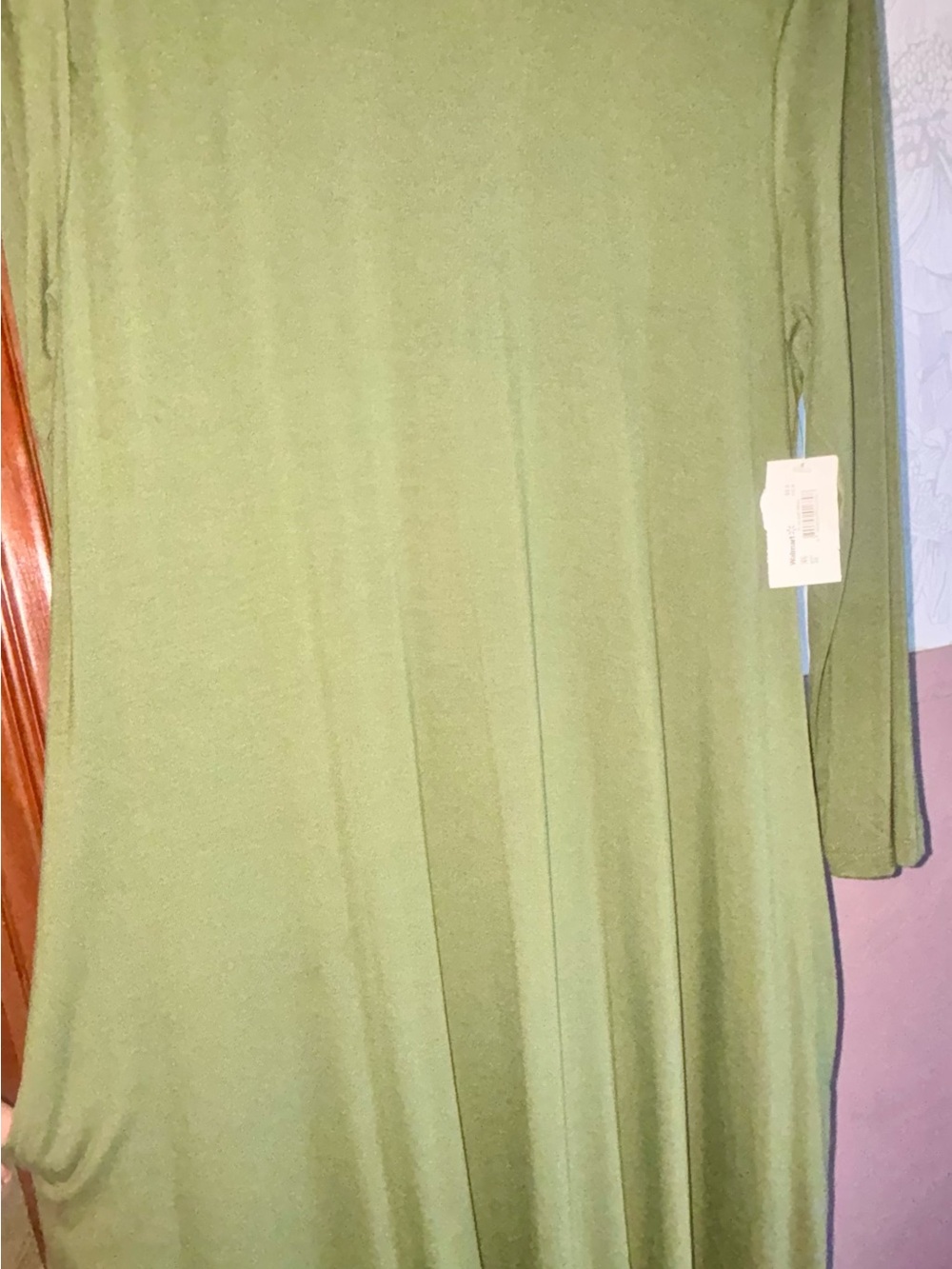 Time & Tru Olive Green Long Sleeve A-Line Dress with POCKETS